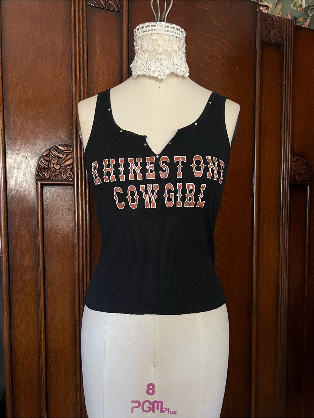 Vintage Cowgirl Western Rodeo Boho Rhinestone Cowgirl Black Graphic Tank Top